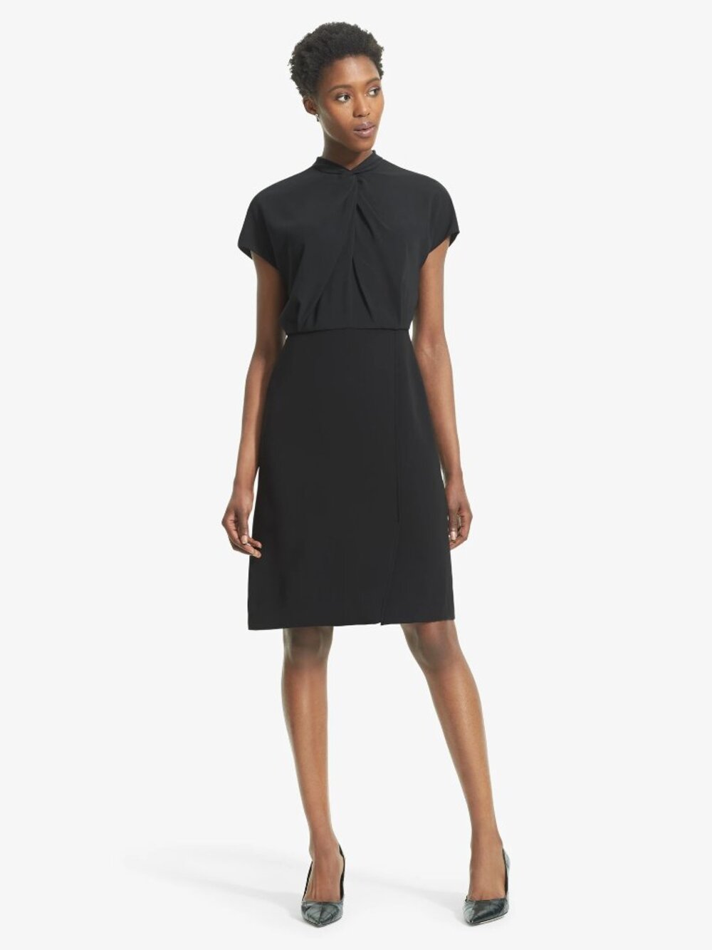 MM Lafleur Adelaide Twist Front Dress Stretch Twill, Black, size 14